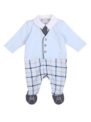 Boys Light Blue Front Opening Babysuit